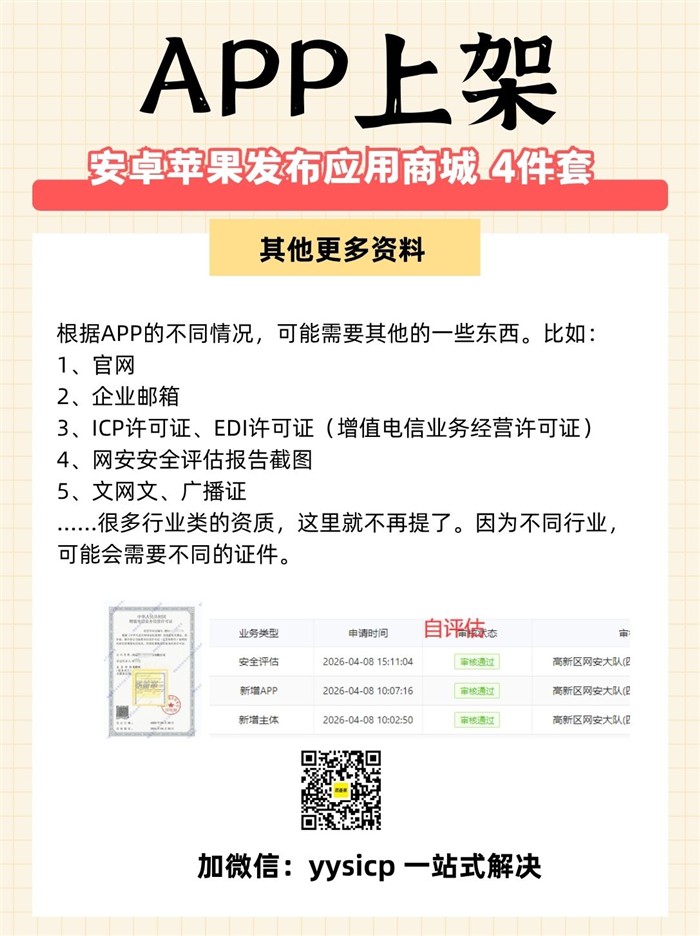 APP上架材料清单